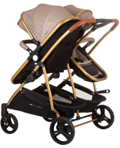 Бебешка количка за близнаци Chipolino - Дуо Смарт, златно бежово - 3