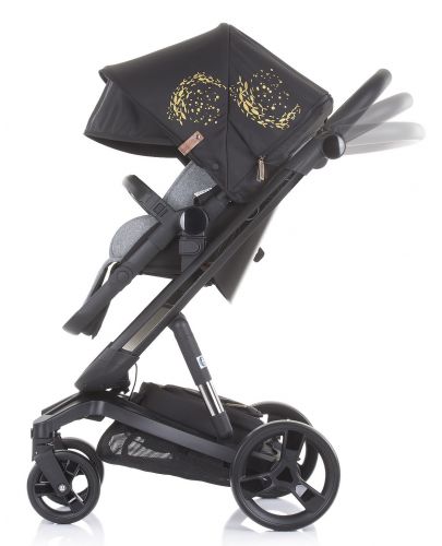Бебешка количка Chipolino Електра - Черна рама, злато - 7