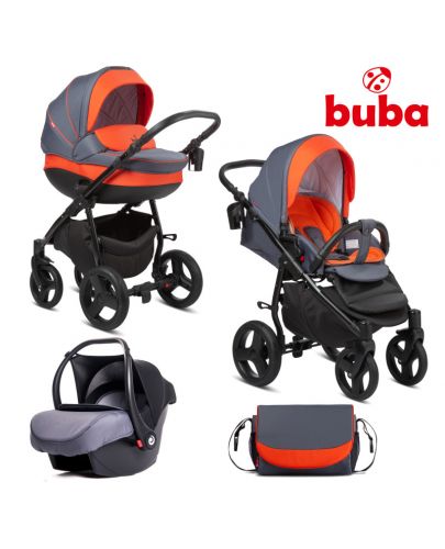 Бебешка комбинирана количка 3в1 Buba - Bella 713, Pewter-Orange - 1