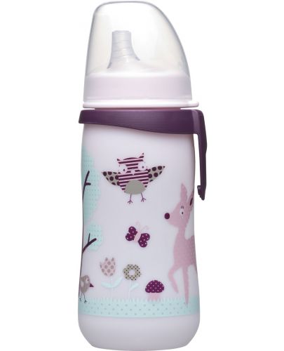 Бебешко шише с твърд накрайник NIP - First Cup, 330 ml, розово - 1
