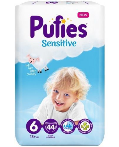 Бебешки пелени Pufies Sensitive 6, 44 броя - 1