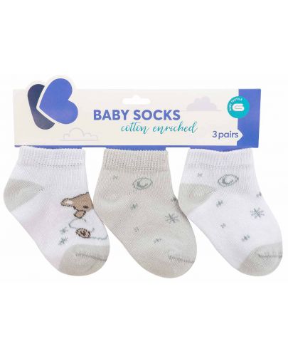 Бебешки летни чорапи Kikka Boo - Dream Big, 6-12 месеца, 3 броя, Beige  - 1