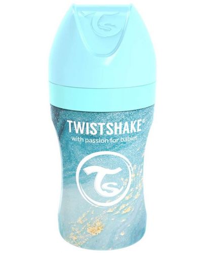 Бебешко шише Twistshake - Мраморно синьо, неръждаема стомана, 260 ml - 2
