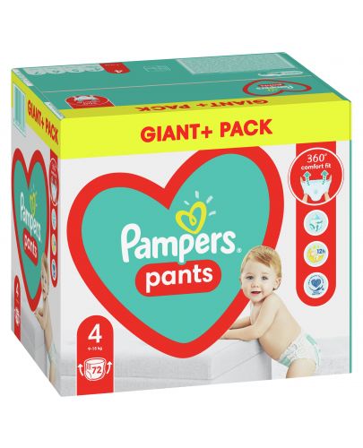 Бебешки пелени гащи Pampers 4, 72 броя  - 1