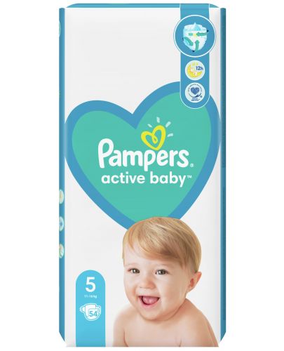 Бебешки пелени Pampers - Active Baby 5, 54 броя  - 1