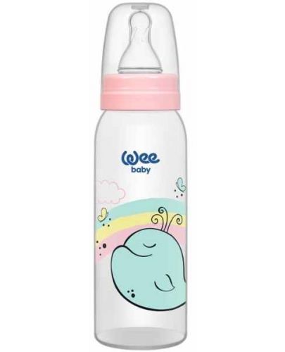 Бебешко шише Wee Baby Classic - 250 ml, розово с кит - 1