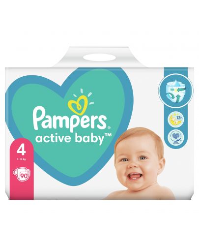 Бебешки пелени Pampers - Active Baby 4, 90 броя  - 8