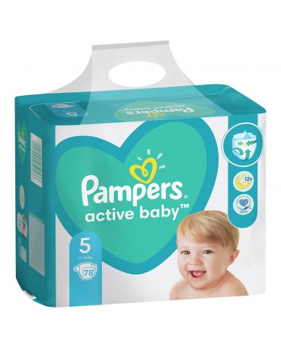 Бебешки пелени Pampers - Active Baby 5, 78 броя  - 1