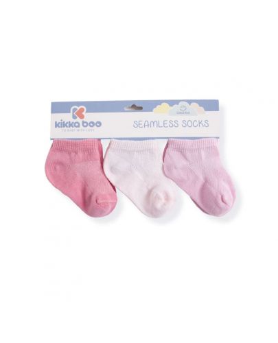 Бебешки къси чорапи Kikka Boo Solid - Памучни, 6-12 месеца, розови - 1