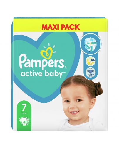 Бебешки пелени Pampers - Active Baby 7, Xl, 40 броя  - 3