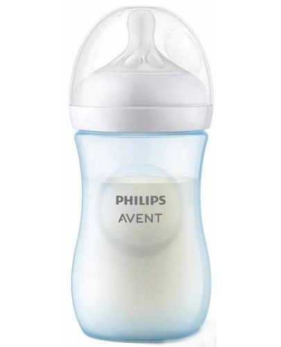 Бебешко шише Philips Avent - Natural Response 3.0, с биберон 1m+, 260 ml, синьо - 3