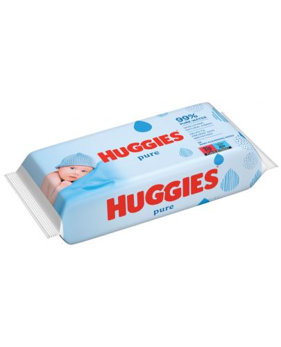 Бебешки мокри кърпички Huggies - Pure, 56 броя - 2
