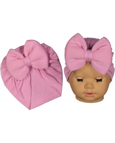 Бебешка шапка тип тюрбан NewWorld - Розова - 1