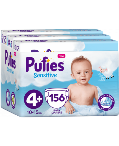 Бебешки пелени Pufies Sensitive 4+, 156 броя - 1