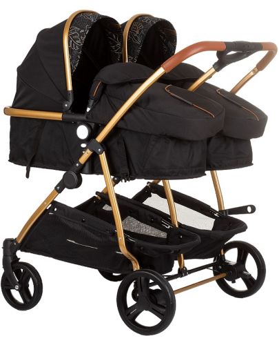 Бебешка количка за близнаци Chipolino - Дуо Смарт, обсидиан/листа - 1