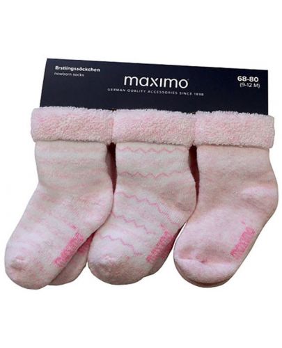 Бебешки хавлиени чорапи Maximo - Фигури, розови - 1