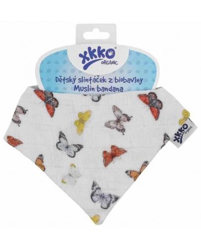 Бебешка бандана от органичен памук Xkko - Butterflies - 2