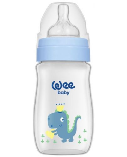Бебешко шише Wee Baby Classic Plus, 250 ml, син динозавър - 1