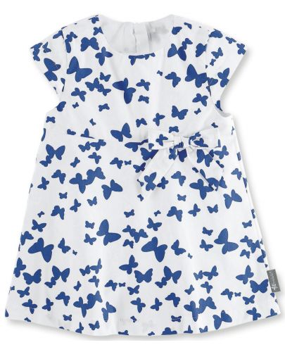 Бебешка рокля с UV30+ защита Sterntaler - Пеперуди, 68 cm, 5-6 месеца, бяла - 1