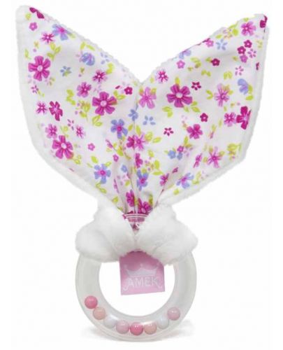 Бебешка дрънкалка със заешки ушички Амек Тойс - Розова - 1