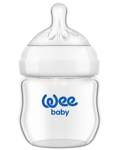 Бебешко стъклено шише Wee Baby - Natural, 125 ml - 1