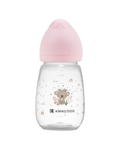 Бебешко шише с широко гърло KikkaBoo Clouds - Savanna, 260 ml, Pink - 1