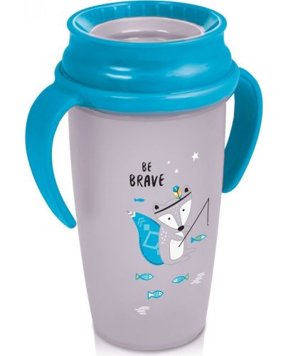Бебешка чашка с дръжки Lovi Active - 360 градуса, 350 ml, синя - 1
