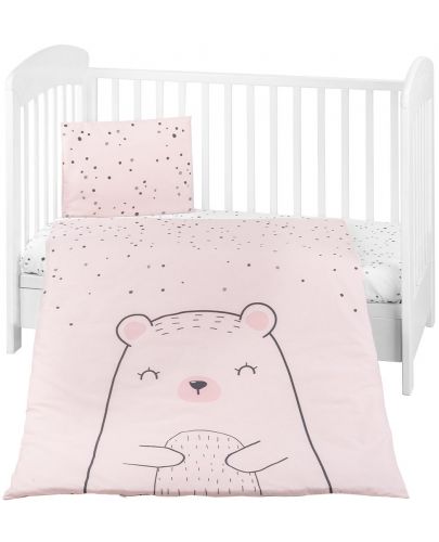 Бебешки спален комплект от 3 части KikkaBoo - Bear with me, Pink - 1