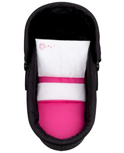 Бебешки спален комплект за количка KikkaBoo - 6 части, Solid Pink - 1