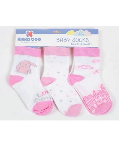 Бебешки чорапи Kikka Boo - Памучни, 12-24 месеца, за момичета - 1