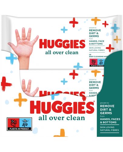 Бебешки мокри кърпички Huggies - All Over Clean, 10 x 56 броя - 3