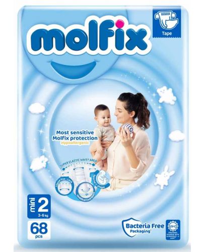 Бебешки пелени Molfix Jumbo - Mini, 3-6 kg, 68 броя - 1