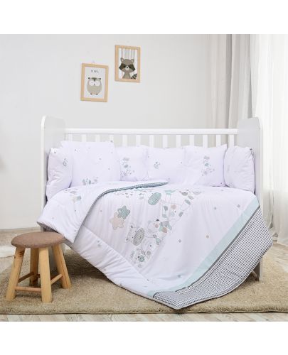 Бебешки спален комплект от 5 части Lorelli - С обиколник, бял - 1