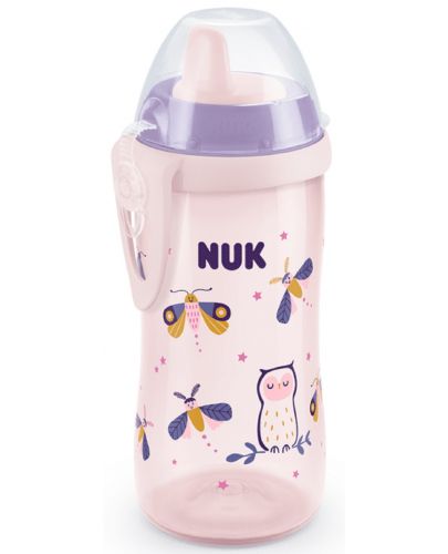Бебешко шише с твърд накрайник Nuk - Glow in the Dark, розово, 300 ml - 1