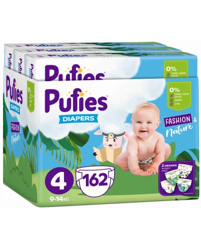 Бебешки пелени Pufies Fashion & Nature 4 - Maxi, 162 броя - 1