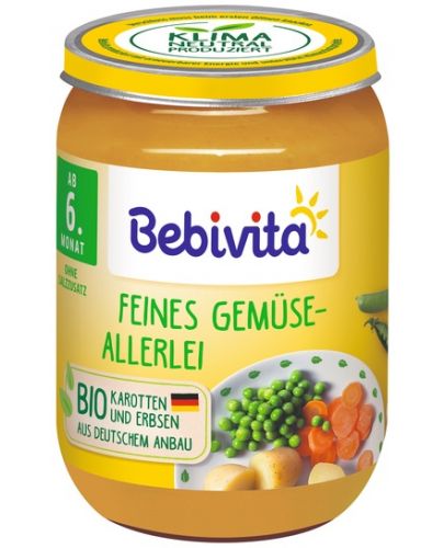 Био зеленчуково пюре Bebivita - Различни зеленчуци, 190 g - 1