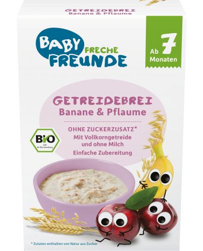 Био плодова каша Freche Freunde - Слива и банан, 200 g - 1