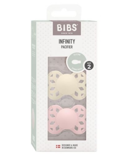 Биберони Bibs - Infinity, Ivory-Blossom, силиконови, 6-18 месеца, 2 броя - 2