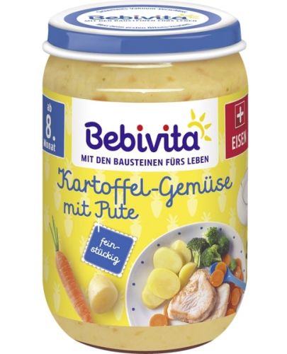 Био ястие Bebivita - Картофи, зеленчуци и пуешко, 220 g - 1