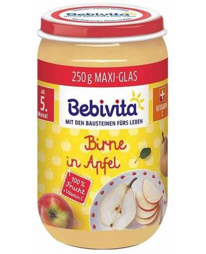 Био пюре Bebivita - С ябълки и круши, 250 g - 1