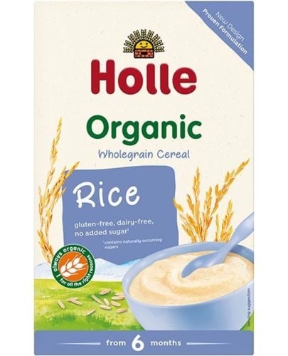Био безмлечна каша Holle - Пълнозърнест ориз, 250 g - 1
