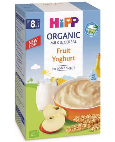 Био инстантна млечна каша Hipp - Плодове и йогурт, 250 g - 1