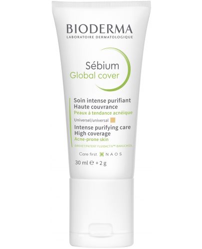 Bioderma Sébium Крем срещу несъвършенства с цвят  Global Cover, 30 ml - 1