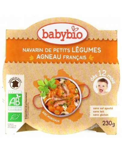 Био меню Babybio - Агнешко със зеленчуци,  230 g  - 1