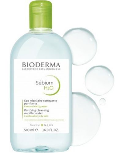 Bioderma Sébium Комплект - Мицеларна вода H2O, с помпа, 2 x 500 ml - 4