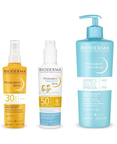 Bioderma Photoderm Комплект - Спрей Pediatrics, Невидим спрей и Гел-крем за след слънце, 2 x 200 + 500 ml - 1