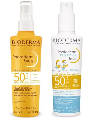 Bioderma Photoderm Комплект - Слънцезащитен спрей Pediatrics и Невидим спрей, SPF50+, 2 x 200ml - 1