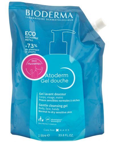 Bioderma Atoderm Успокояващ душ-гел, пълнител, 1000 ml - 1