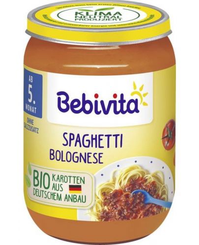 Био ястие Bebivita - Спагети болонезе, 190 g - 1