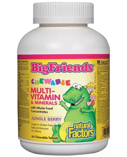BigFriends Multi-Vitamin & Minerals, 60 дъвчащи таблетки, Natural Factors - 1